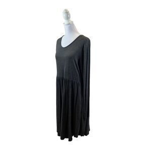 Longyuan Brand Charcoal Grey Long Sleeve Knee Length Dress Size XL